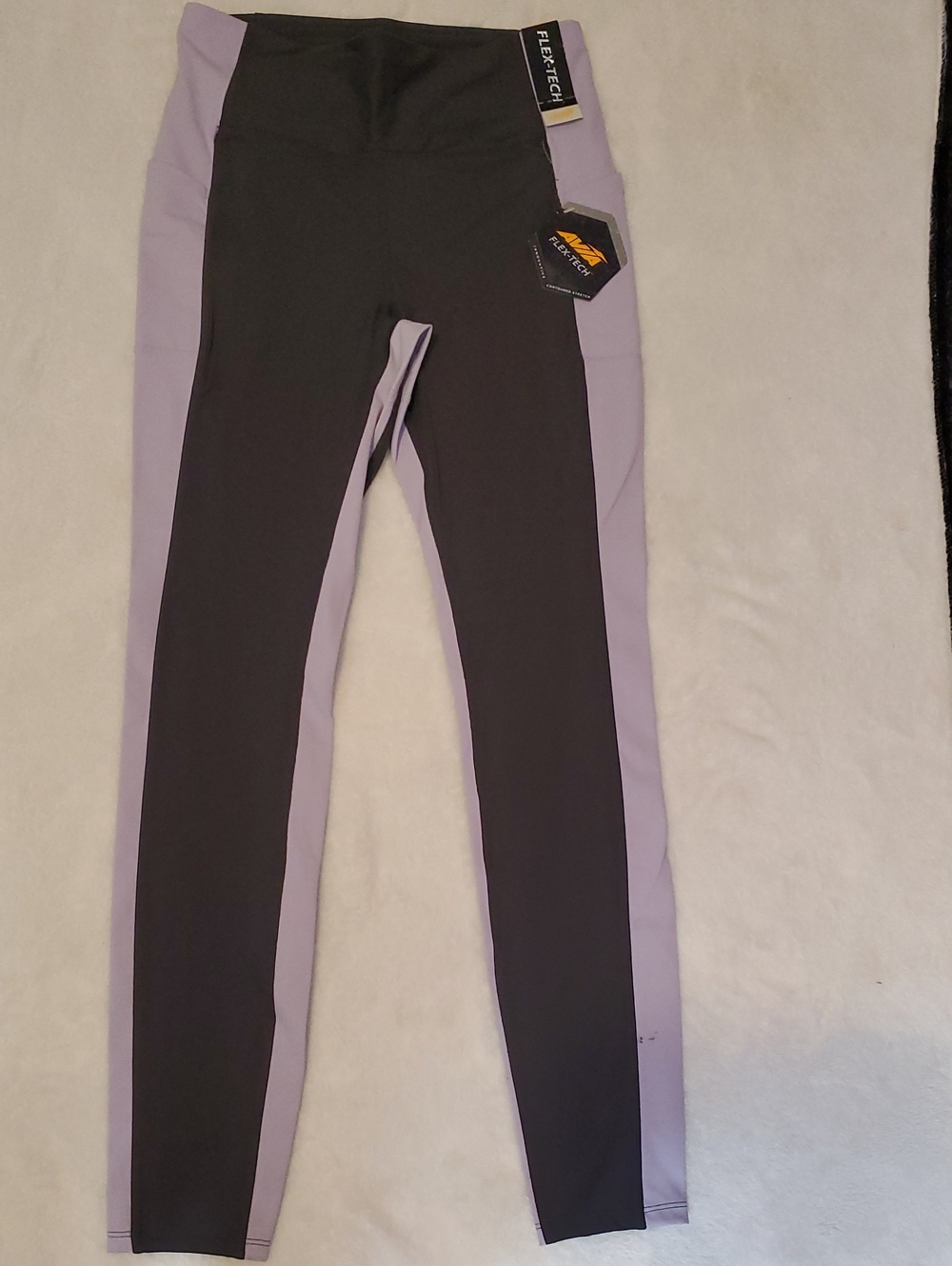 Avia Black Leggings with Lavender Side Panels